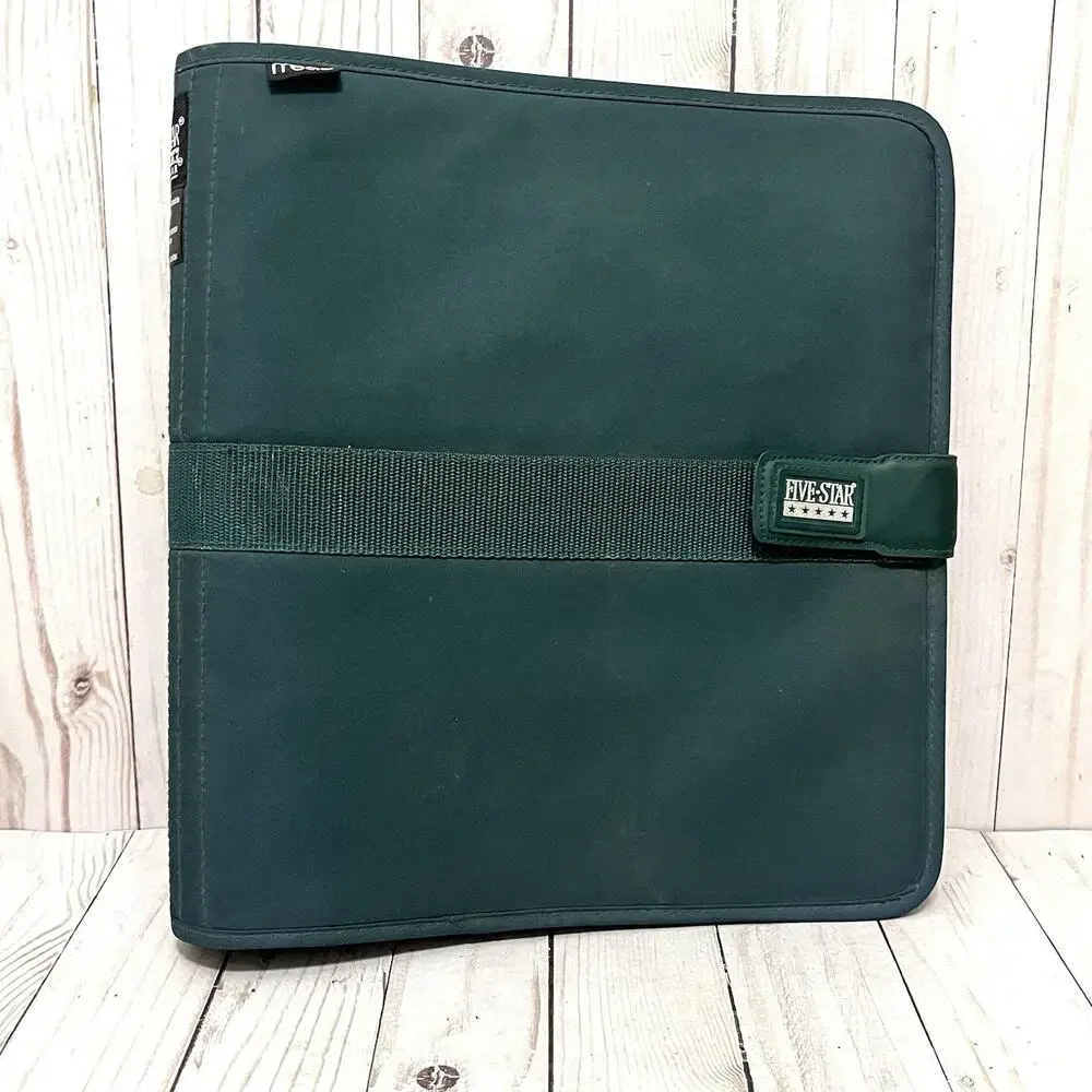 Vintage Y2K Mead 5 Star First Gear Zipper Binder 3 Ring 3” Forest Green Calendar